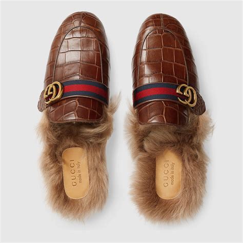 gucci men's slipper with web|gucci crocodile slippers.